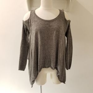 All Saints Gray Long Sleeve Cold Shoulder Sweater 6
